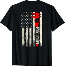 Machinist Patriotic US Flag Design On Back Of Clothing T-Shirt