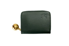 Burberry Vine Green Mini Leather Zip Around Wallet
