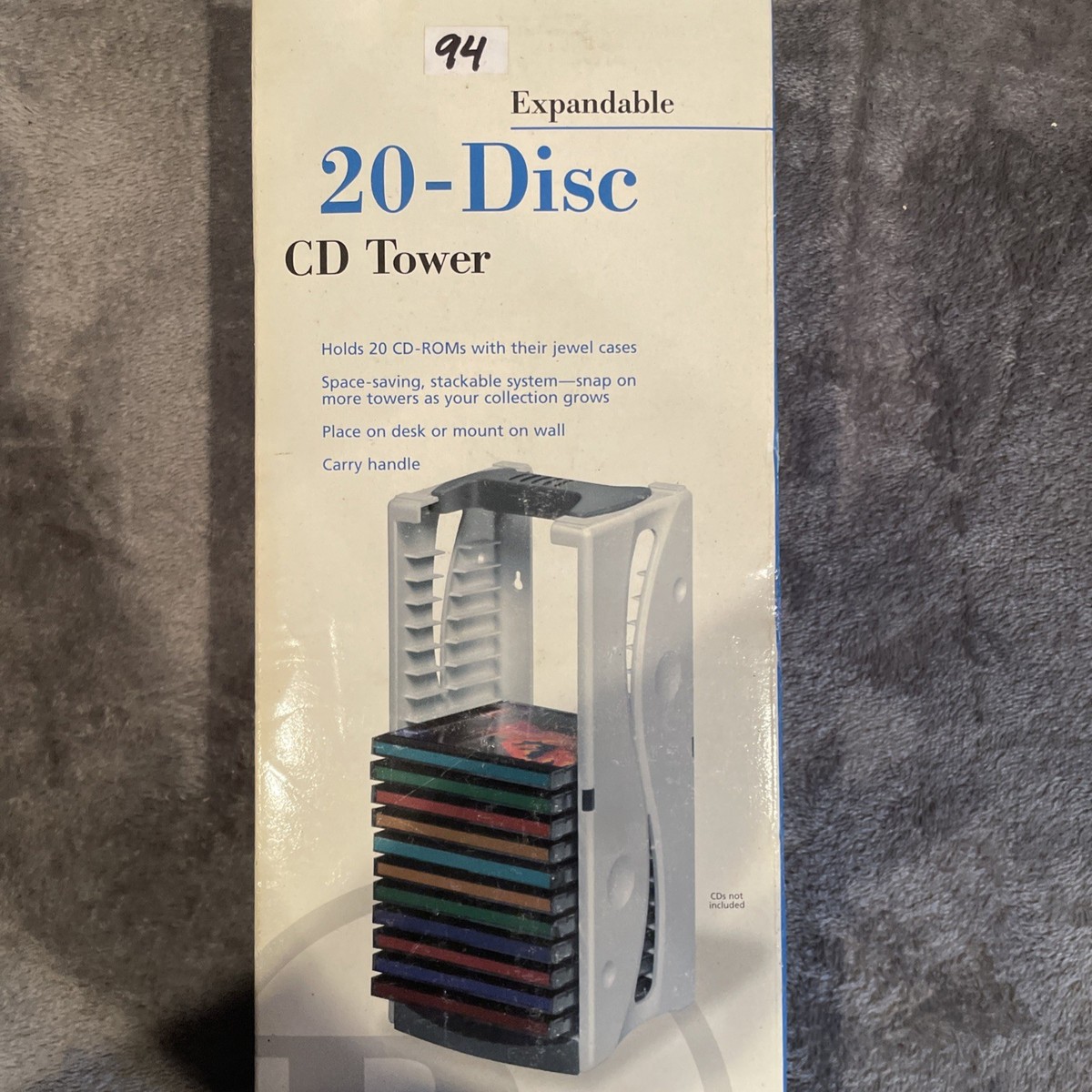 20 Disc CD Tower Expandable - Desk or Mount- Carry Handle