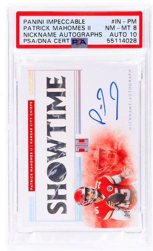 2020 Panini Impeccable Patrick Mahomes II Nickname Auto #IN-PM /10 PSA 8/10