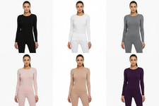 Womens Thermal Underwear Set - 2 Piece Long Johns Top  Bottom for Winter