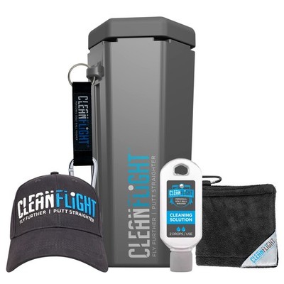 Clean Flight Premium Golf Ball Washer - Hat and Towel Set. Black 