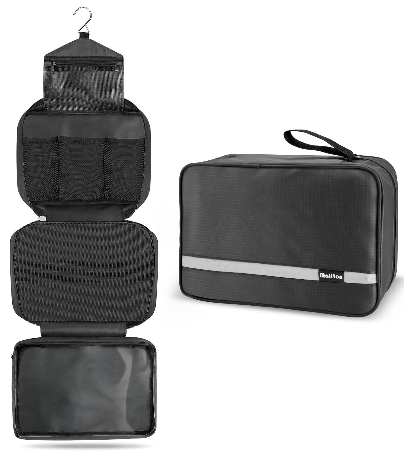 Maliton Hanging Toiletry Bag Waterproof Large Mens Wash Bag Foldable Travel