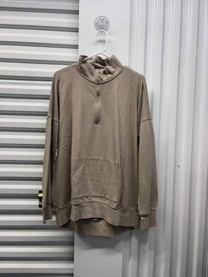 Aerie Damen Medium Aerie hellbraun Viertelreißverschluss Pullover Sweatshirt - Bild 1 von 4