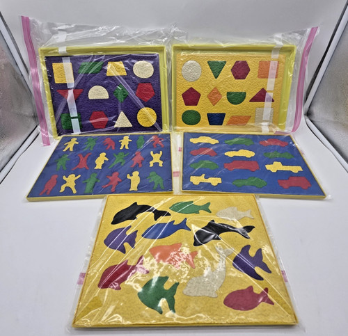 Lauri Foam Puzzles Vintage Complete LOT 5 Counting Shapes Colors Cars Fish EXCEL