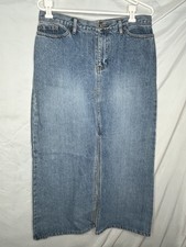 GAP Denim Maxi Skirt 31 x37 Size 10 Blue Jean Front Slit Straight Line 1990s