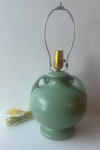 Red Wing Rumrill Pottery Lamp Green Handles Urn 1510
