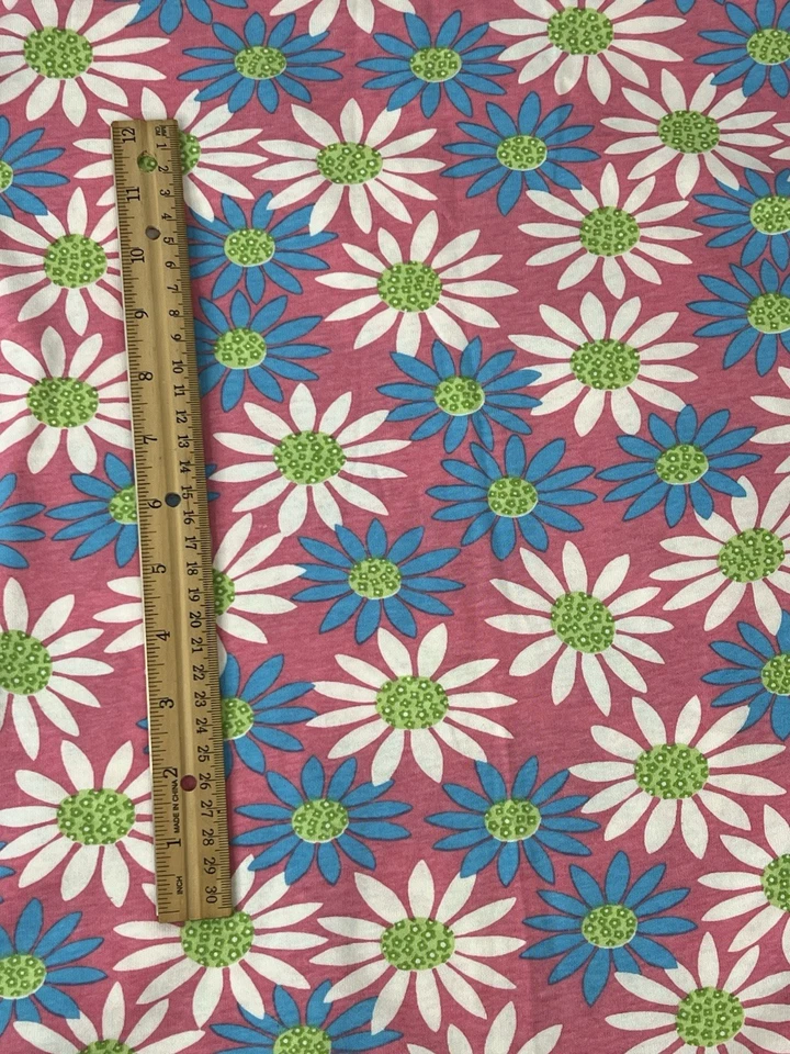 Knit Fabric 4 Yards 58” Wide Daisy Blue Pink White Patti 5239 Antex California - Image 2 of 4