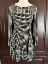 MICHAEL Michael Kors Womens M Mini Short Dress Geometric Round Neck Long Sleeve