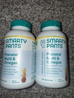 2 PACK Smarty Pants Prenatal Multi & Omegas FULL SIZE 120 Gummies, Exp Oct 2026