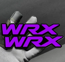 (2PC) PURPLE "WRX" JDM Emblems 3D Acrylic Fender/Grill/Tailgate Badges Racing