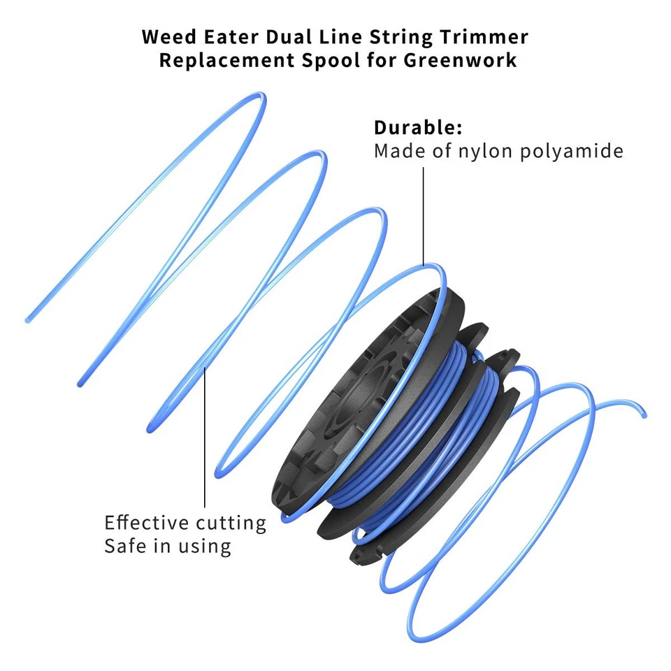 String Trimmer Dual Line - Replacement Spools for Greenworks 21212 and 21272 - Image 3 of 4