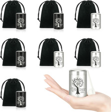 Mini Urns for Human Ashes Set of 8 - Aluminum Keepsake Urn with Velvet Bag