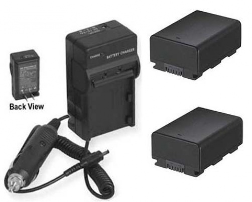 2 Batteries + Charger for Samsung HMX-H304 HMXH320 HMX-H304BN HMXH204BN HMXS16BN-image