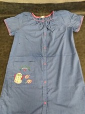 Vtg SMART TIME Womens small blue tea Robe Housecoat Snap Closure Cotton