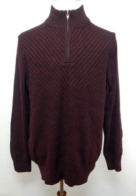 Calvin Klein Jeans Large Pullover Burgundy 1/4 Zip Mock Neck Deep Red 637865128671 | eBay