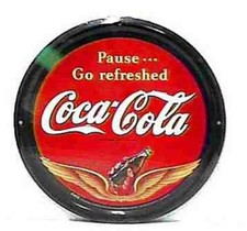 Coca Cola Advertising Tin - Round - "Pause...Go refreshed" COKRD4