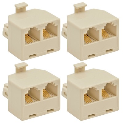 4x RJ11 Male to Dual RJ11 Female Jack Modular Telephone Duplex Splitter ...
