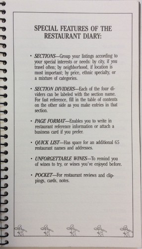 The Restaurant Diary 1984 Spiral Bound Judith A Doud GnuReads - Imagen 7 de 12