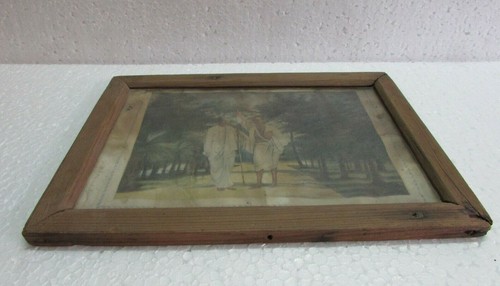 Impresión antigua vintage de Mahatma Gandhi con impresión de papel de hombre con marco de madera  - Imagen 3 de 8