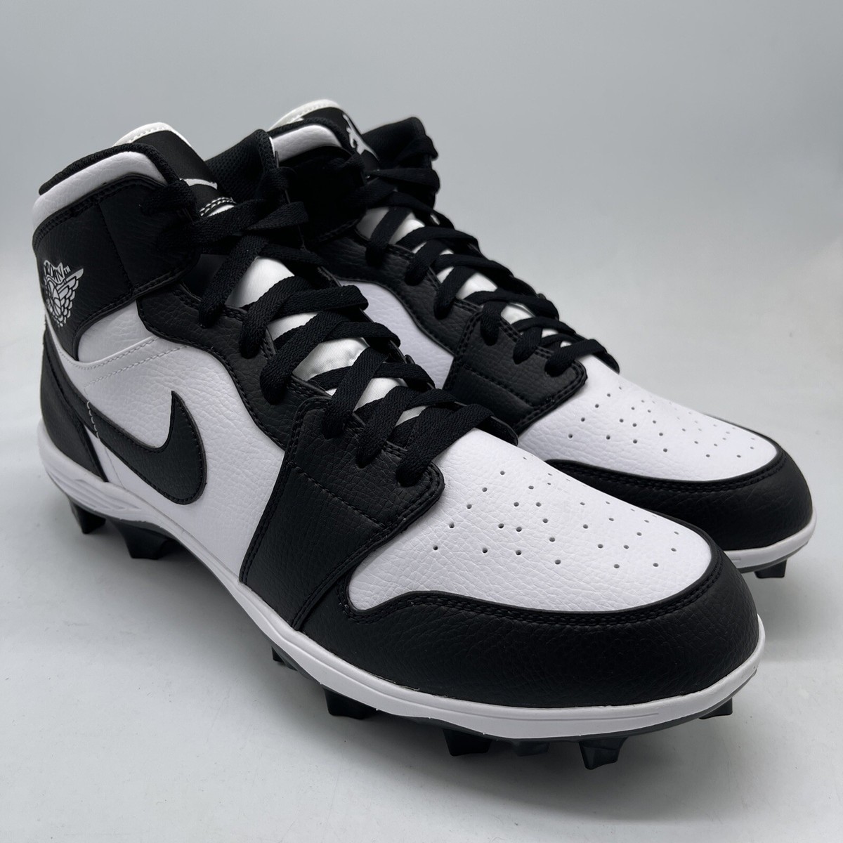 Air Jordan 1 Mid TD Football Cleats White Black FJ6805-100 Size 13