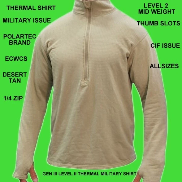 POLARTEC GEN III L2 COLD WEATHER WAFFLE SAND TAN MIDWEIGHT SHIRT ALL SIZES