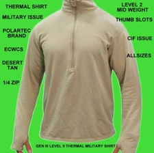 NEW POLARTEC GEN 3 L2 COLD WEATHER WAFFLE SAND TAN SHIRT THERMAL SHIRT ALL SIZES