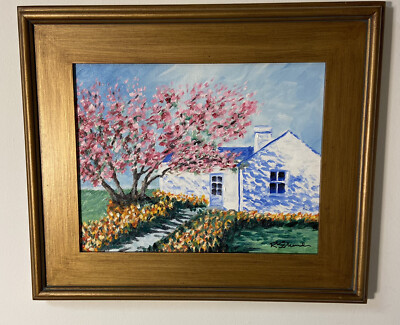 Magnolia Tree Cottage Original Oil 14x11   Impressionist Loose Brush Style
