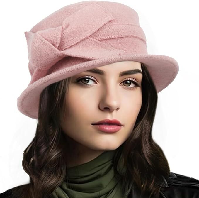 Women Felt Bucket Hat Vintage Floral Wool Dress Winter Hats  display picture 3