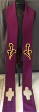 Clergy Officiant Stole Vestment Purple Embroidery Holy Father Priest Reverend