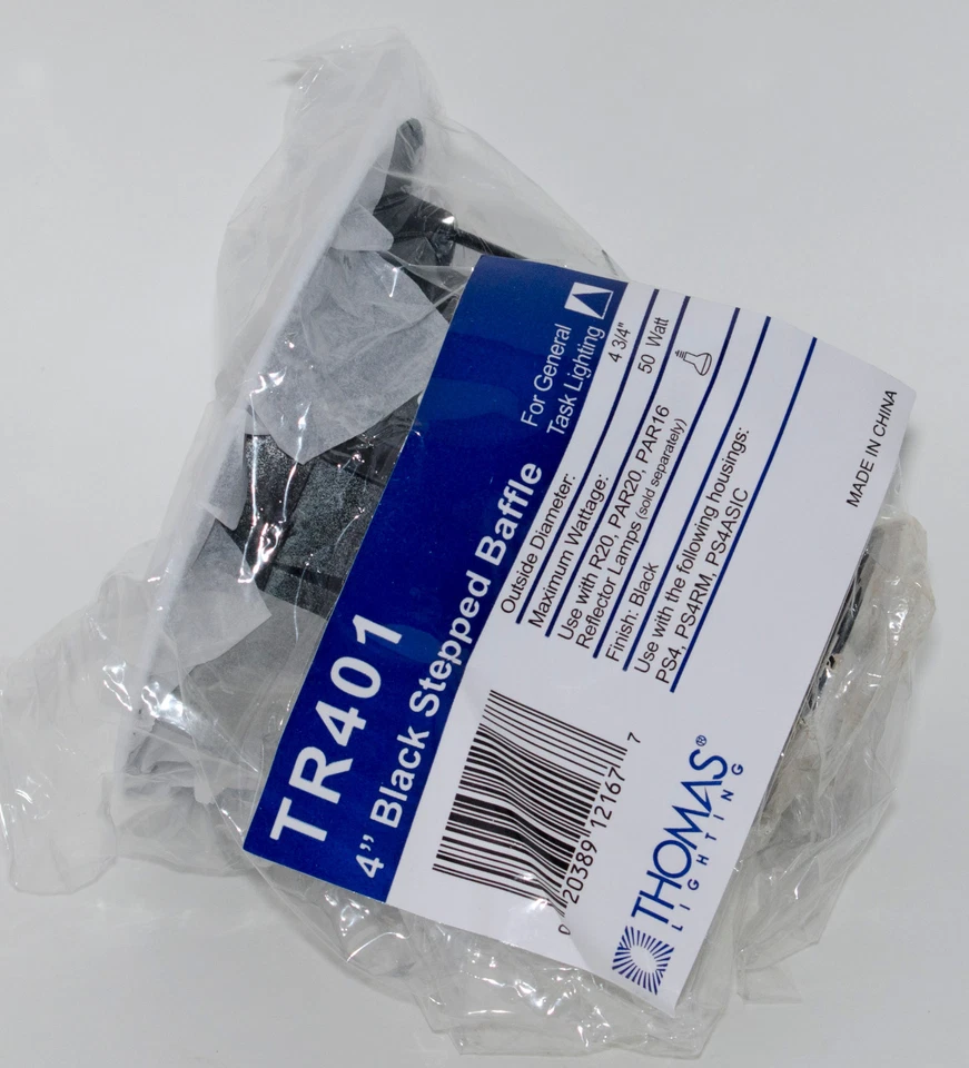 Thomas Lighting 4" Black Stepped Baffle Recessed Trim (TR401) - Image 3 of 3