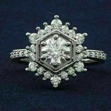 2CT Round Cut Lab-Created Diamond Engagement Wedding Ring 14K White Gold Over