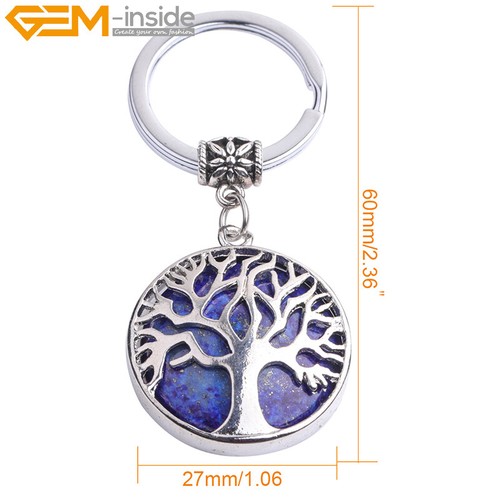 Natural Assorted Stones Tree Chakra Keychains Key Women Rings Pendant Gift 2'' - Picture 6 of 66
