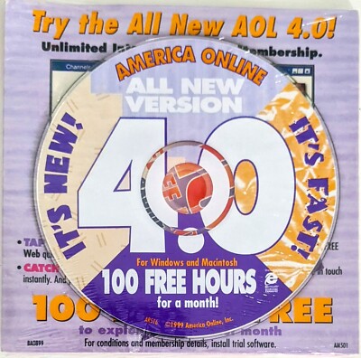 FUN-EASY-FREE America Online Collectible / Install Disc Vintage AOL CD V4.0!