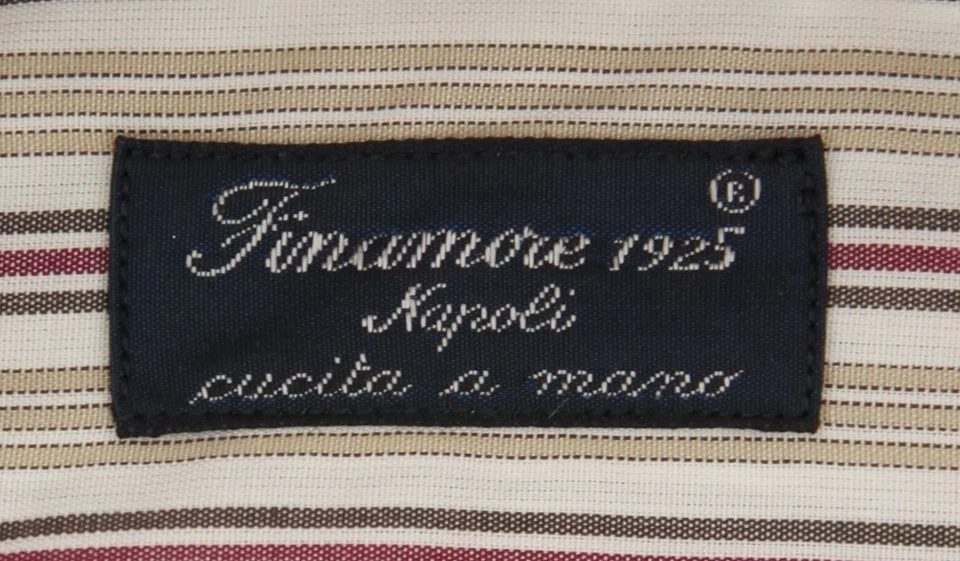 Camisa a Rayas Beige Finamore Napoli - Delgada - (201803018) Foto 4 de 4