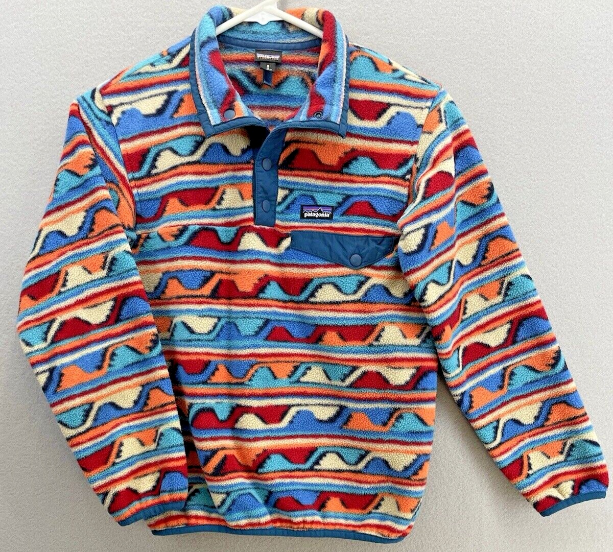 Patagonia Lightweight Synchilla Snap-T Pullover Fleece Blue Red 