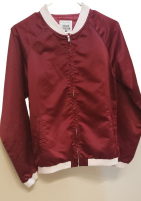 NWOT The Babe Collection Style Club Satin Burgundy Bomber Women's Jacket Size S