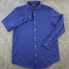 Polo Golf Ralph Lauren Shirt Medium Blue Polka Dot Long Sleeve Pima Cotton