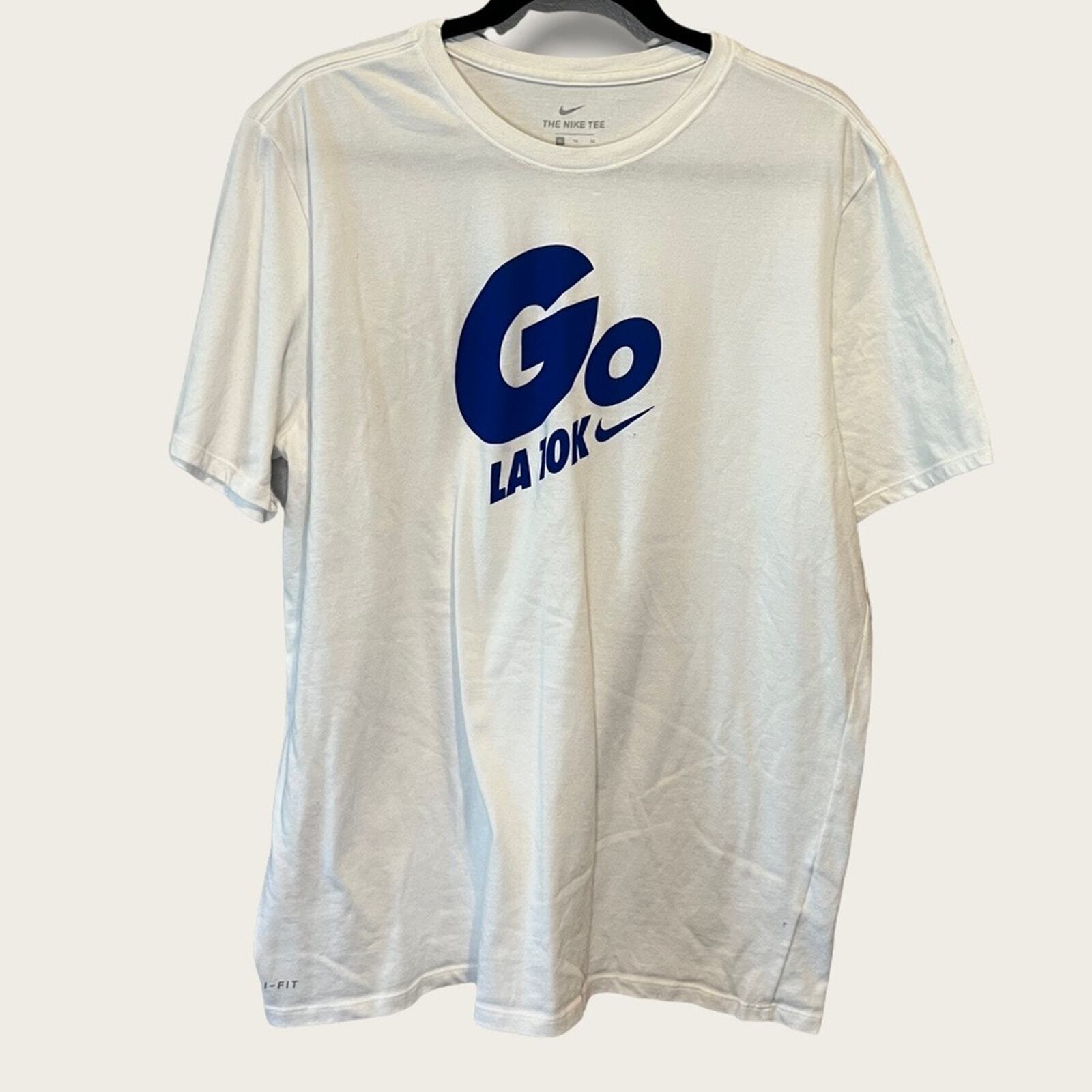 Nike Dri Fit Athletic Fit LA 10K T shirt size XL white and blue