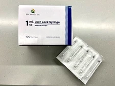 MN Health Sterile Luer Lock Syringe Without Needle 1cc 100/pk EXP:2026/04