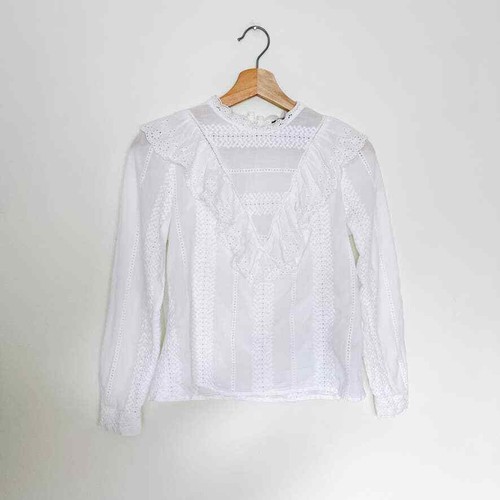 FRNCH Paris White Eyelet Ruffle Long 