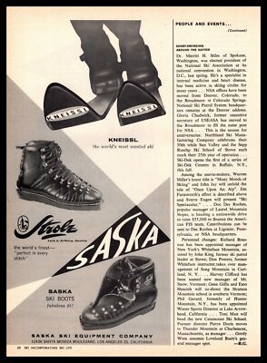 1961 The Saska Ski Equipment Co. Los Angeles California Kneissl Strolz Print Ad