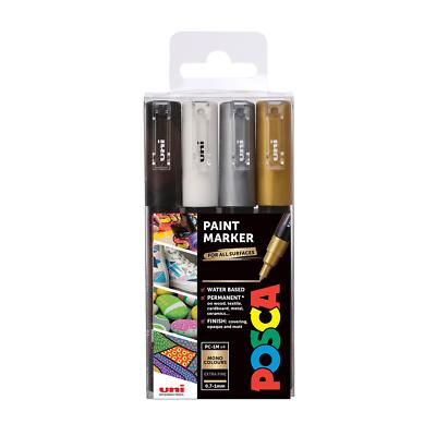 Uni Posca PC-1M Extra Fein Malen Stifte, Mono Farben Set 4pc