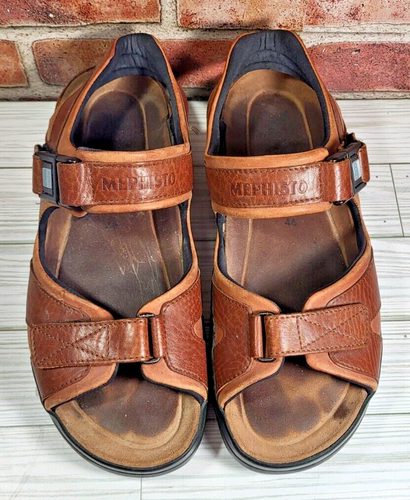 Sandalias Mephisto Shark Fit UE Talla 46 Cuero Marrón EE. UU. 12 Ajustable Comodidad - Imagen 2 de 9