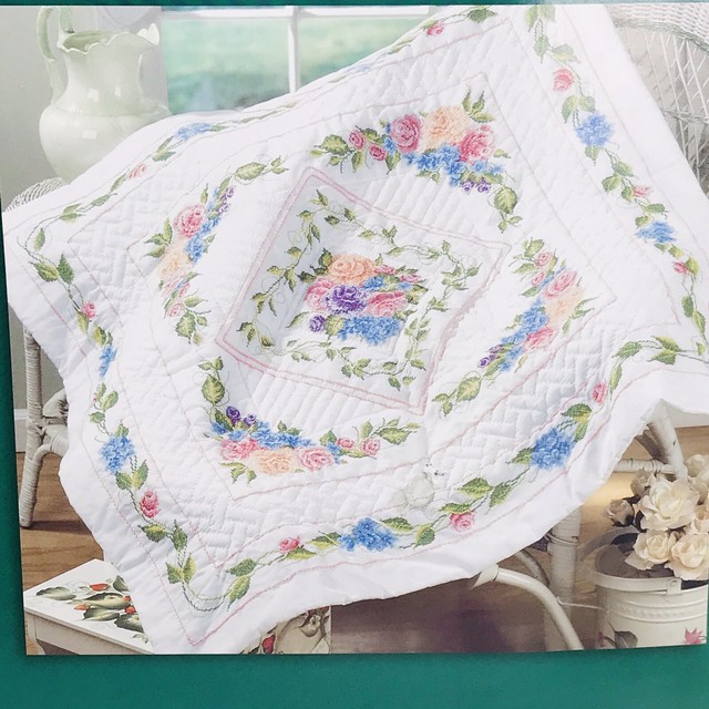 Bucilla Rose Bouquet Lap Quilt Cross Stitch Kit 43172 Classic Roses