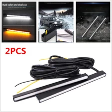 2PCS Ultra Slim Switchback White/Amber LED DRL Daytime Running Light Fog Lamps