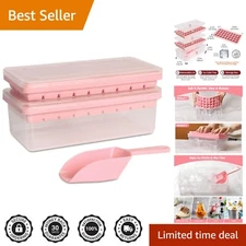 2 Pack Stackable Silicone Ice Cube Trays with Ice Bin & Scoop - Sanitary Storage