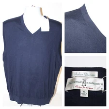 NEW Fairway & Greene V-Neck Pullover Italian Merino Wool Vest Navy Blue Size XL