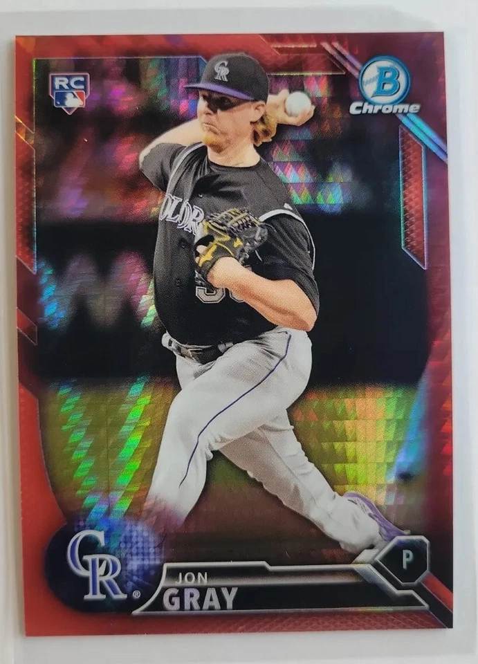 Jon Gray 2016 Bowman Chrome National Red Refractors RC #2/5 Rookie Rangers - Image 2 of 4