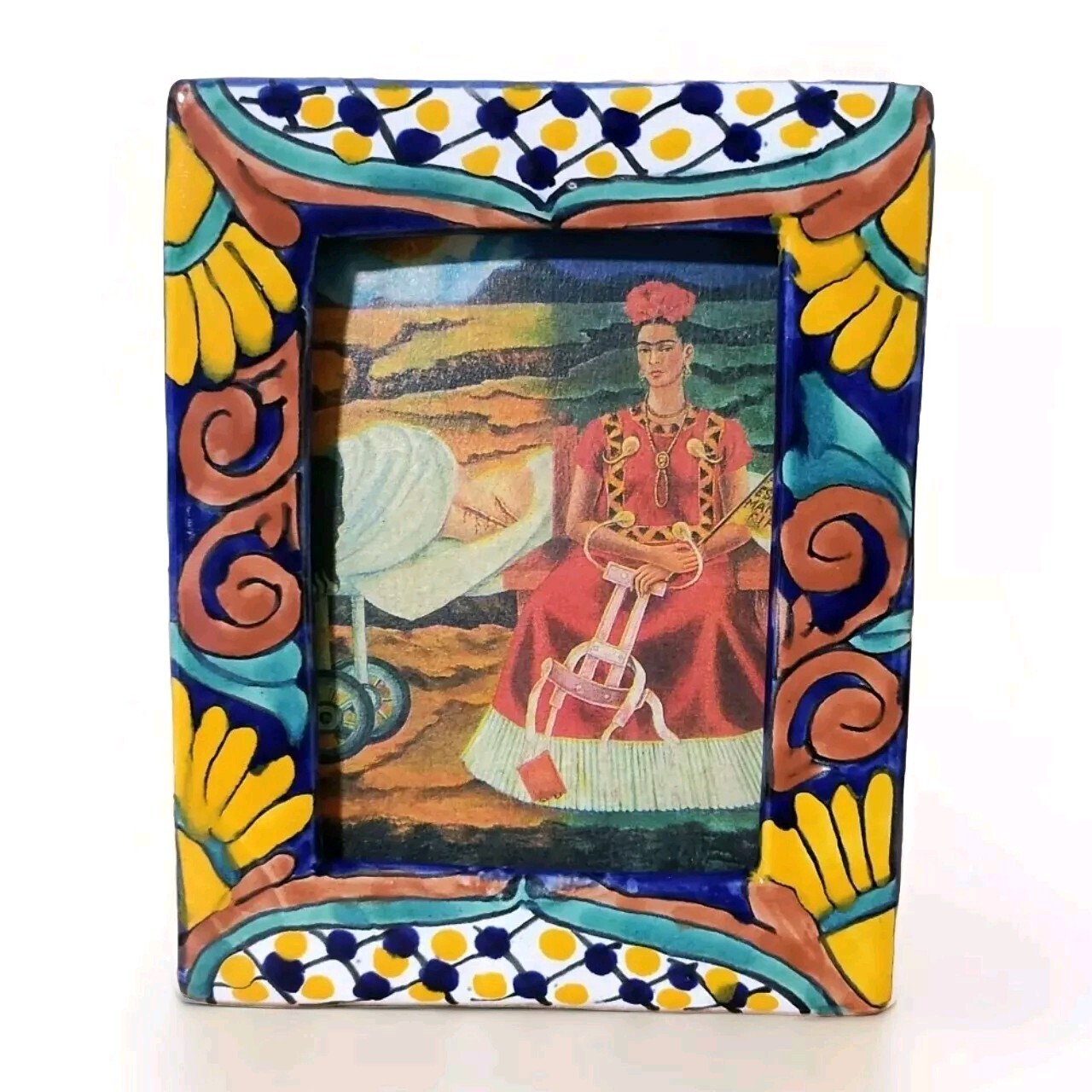 Handmade Artist Signed Picture Frame Ruth Talavera Mexico W/ Frida Kahlo Prints